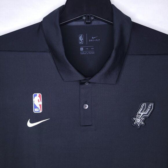 Nike Polo Shirt Mens XXL Black NBA San Antonio Spurs NWT - Picture 1 of 13